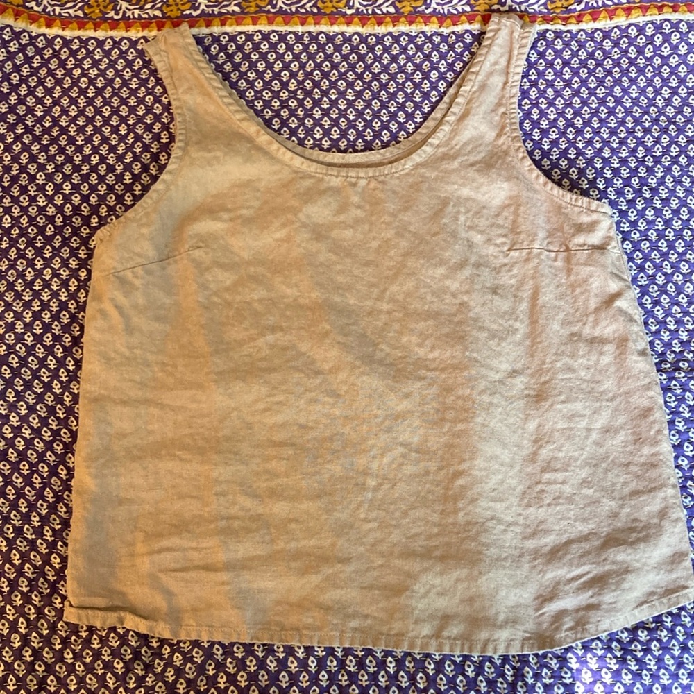 Not Perfect Linen XL Taupe Porto Tank Top